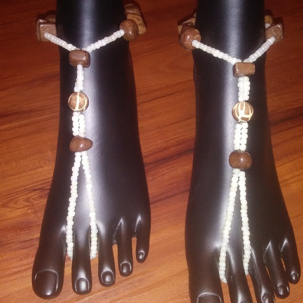 Handmade Brown and Creme Barefoot Sandals